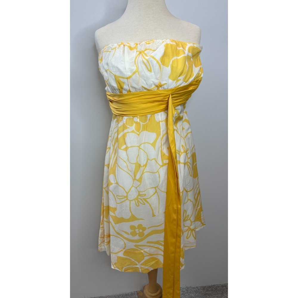 NEW The Limited Y2K Cotton Silk Floral Strapless Tube Dress Size 6 Babydoll Sash - Picture 2 of 16